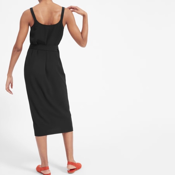 Everlane The Japanese GoWeave Tank Wrap Black Dress Sz 2 - Picture 3 of 11